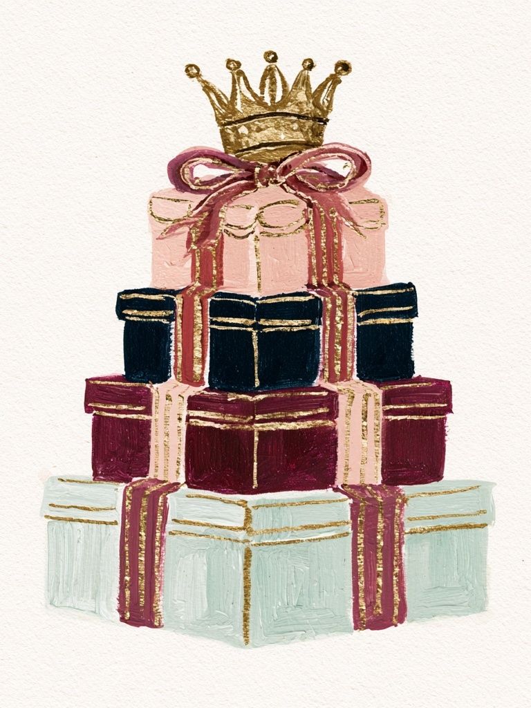 Gift Box Crown Illustration Poster. poster — illustration art
