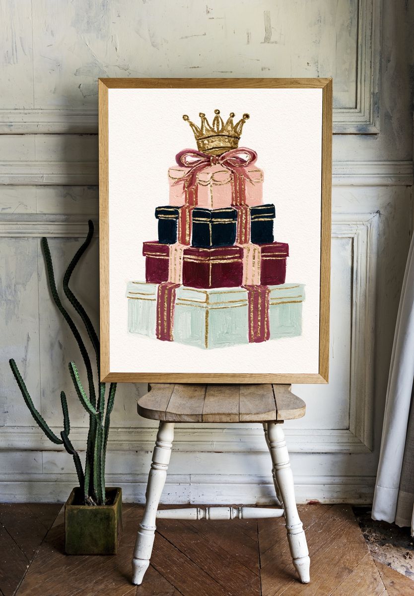 Gift Box Crown Illustration Poster. — room view 1