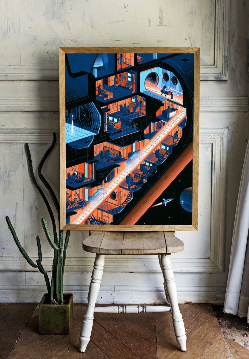 Space Station Corridor Illustration Poster. room preview