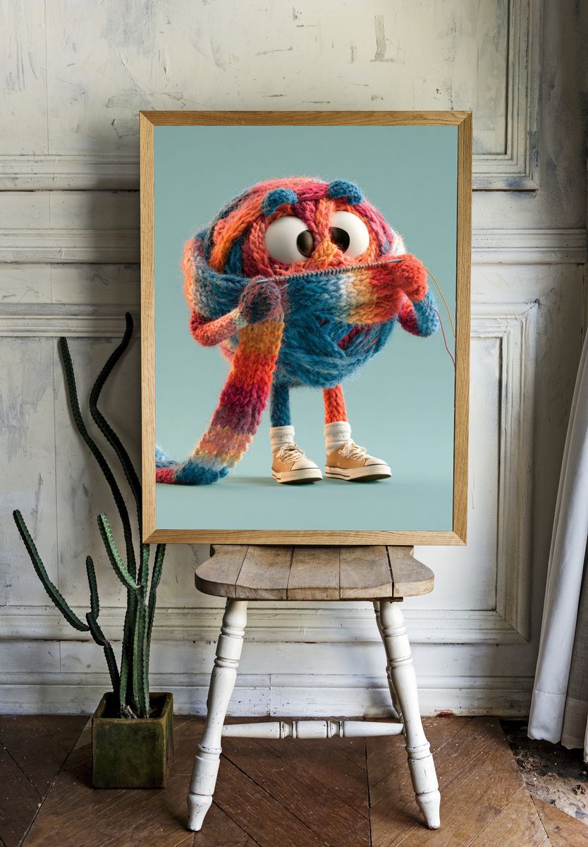 Knitted Character Illustration Poster. room preview