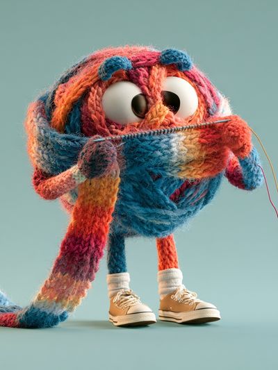 Knitted Character Illustration Poster. poster