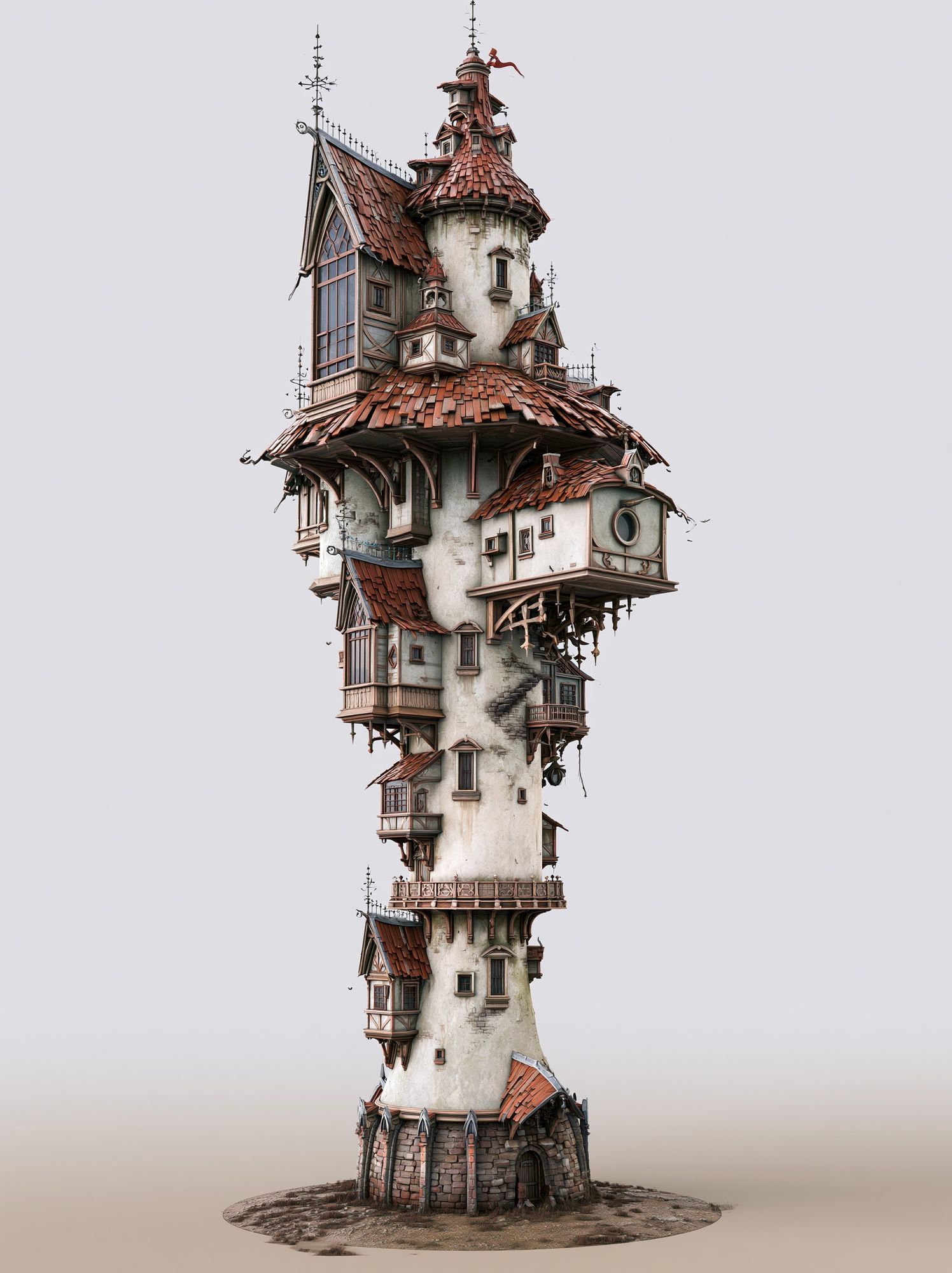 Whimsical Tower House Illustration Poster. poster detail