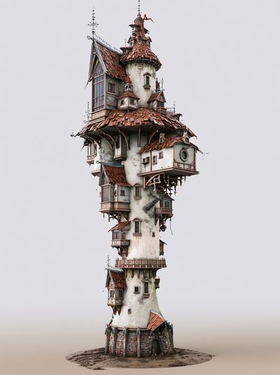 Whimsical Tower House Illustration Poster.