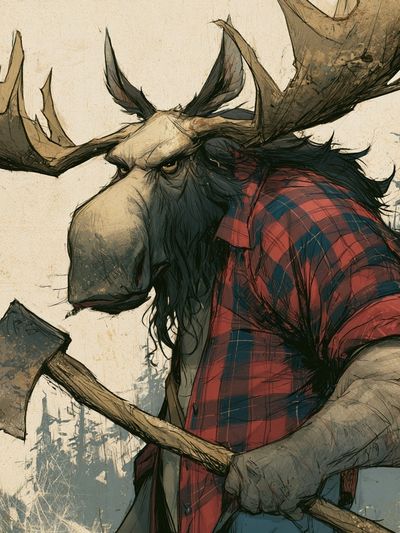Lumberjack Moose Illustration Poster.
