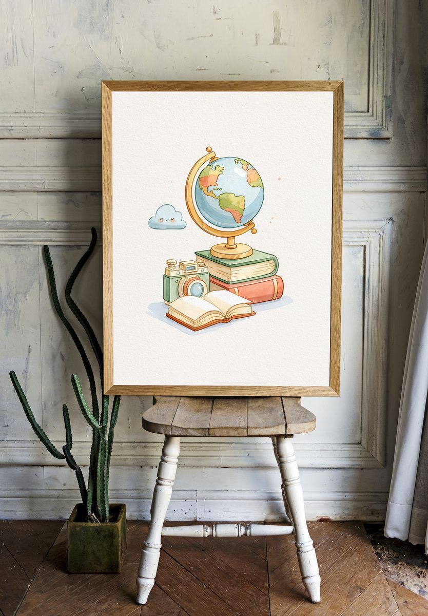 Whimsical School Supplies Illustration Poster. room preview
