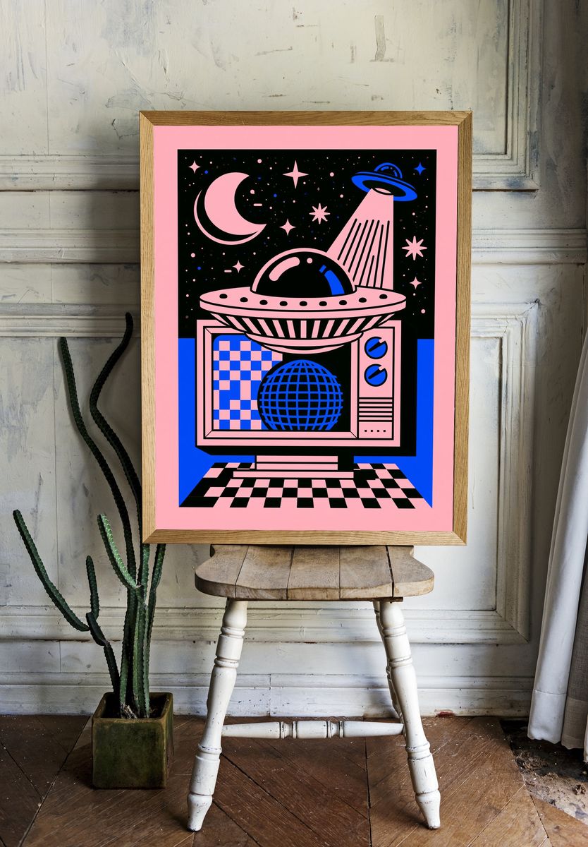 Retro Space TV Poster. — room view 1