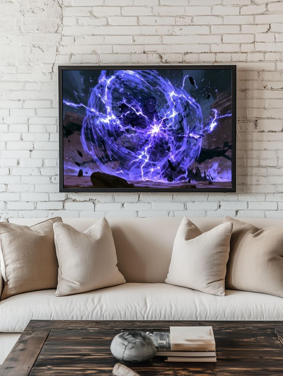 Electric Energy Sphere Illustration Poster. — room view 1