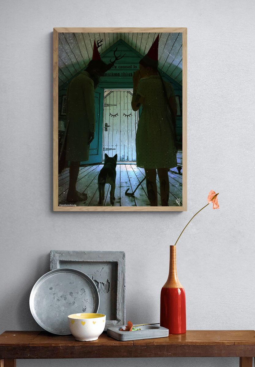 Pink Desert Dreamscape Illustration Poster. — room view 3