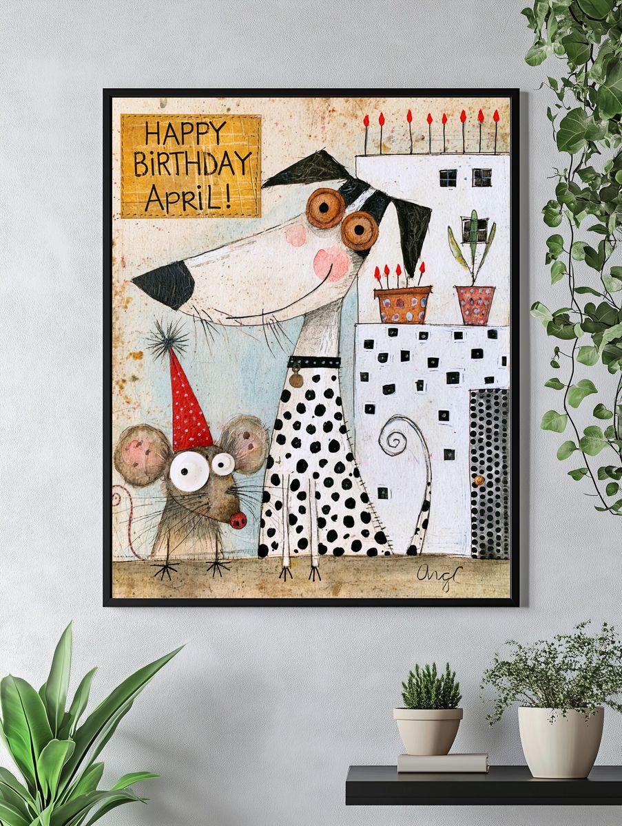 Happy Birthday April Dog Print. — room view 4