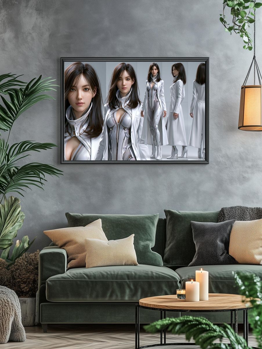Futuristic Woman Fashion Poster. — room view 4