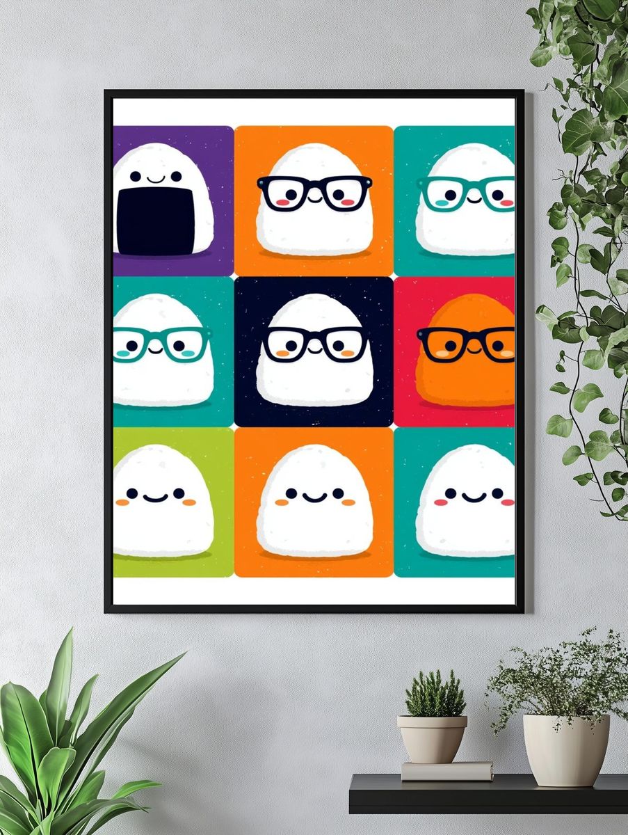 Cute Ghost Grid Illustration Poster. — room view 4