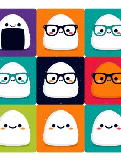 Cute Ghost Grid Illustration Poster. poster