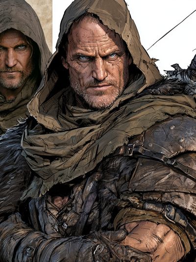 Hooded Warrior Portrait Print.