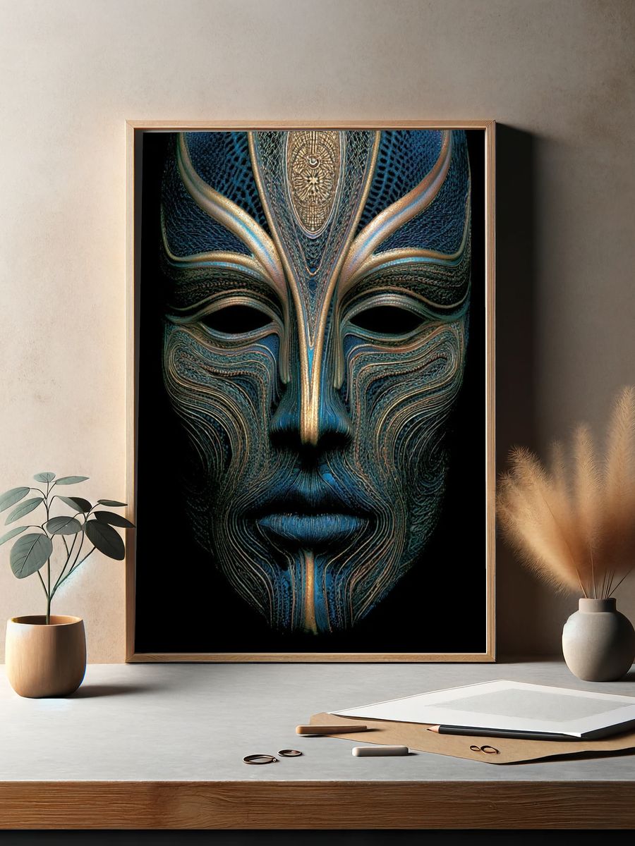Mystic Mask Digital Art Poster. — room view 2