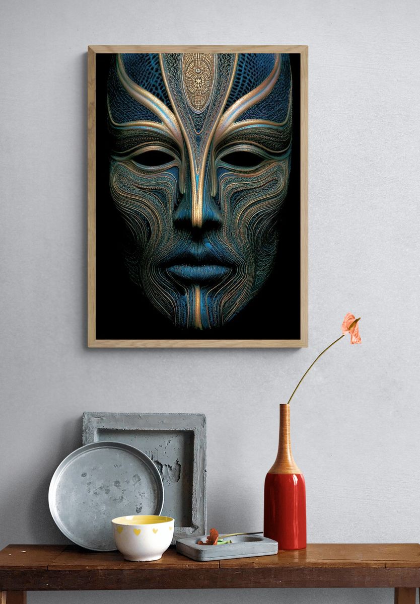 Mystic Mask Digital Art Poster. — room view 3
