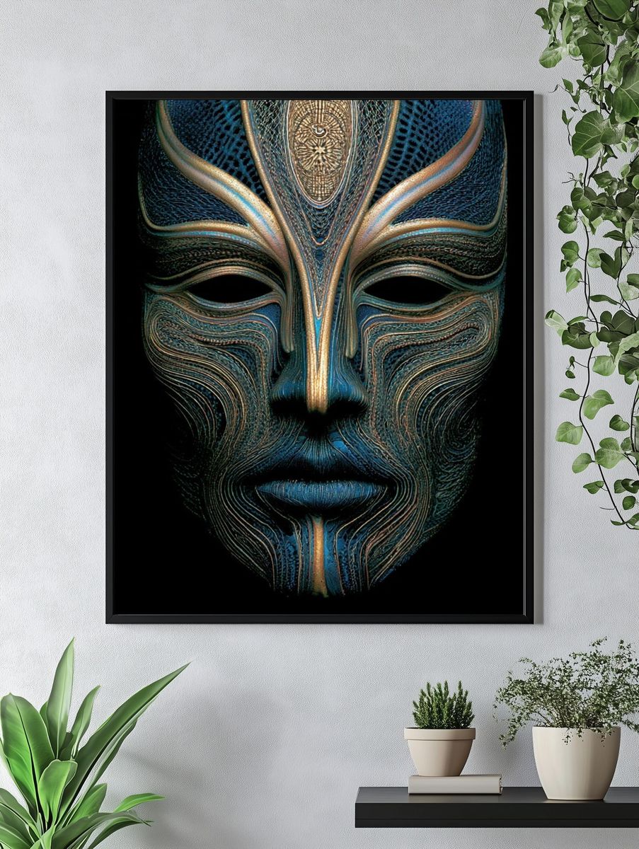 Mystic Mask Digital Art Poster. — room view 4