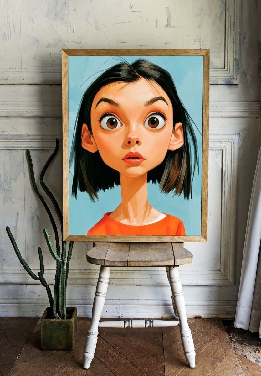 Wide-Eyed Girl Portrait Poster. — room view 1
