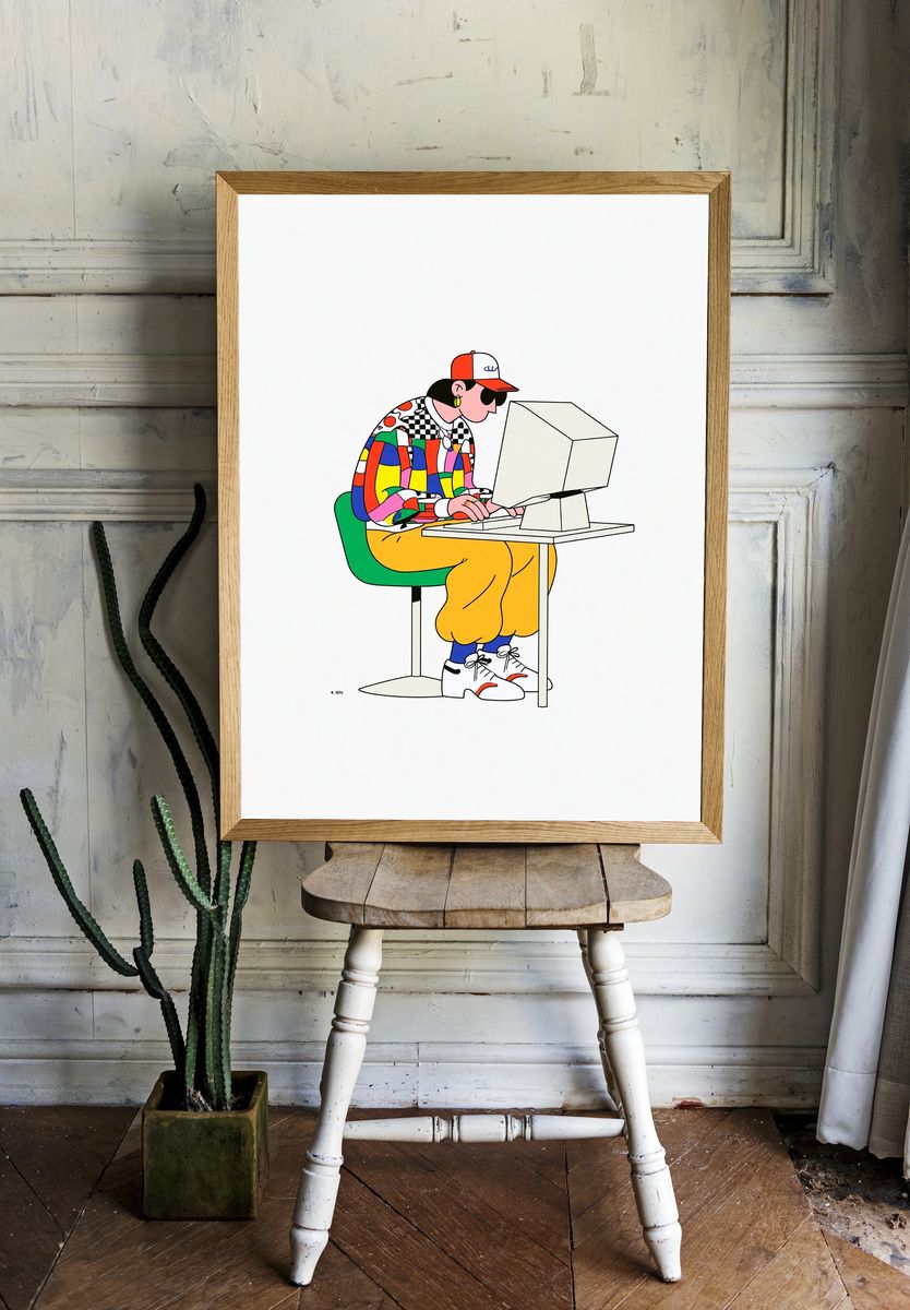 Retro Gamer Illustration Poster. room preview