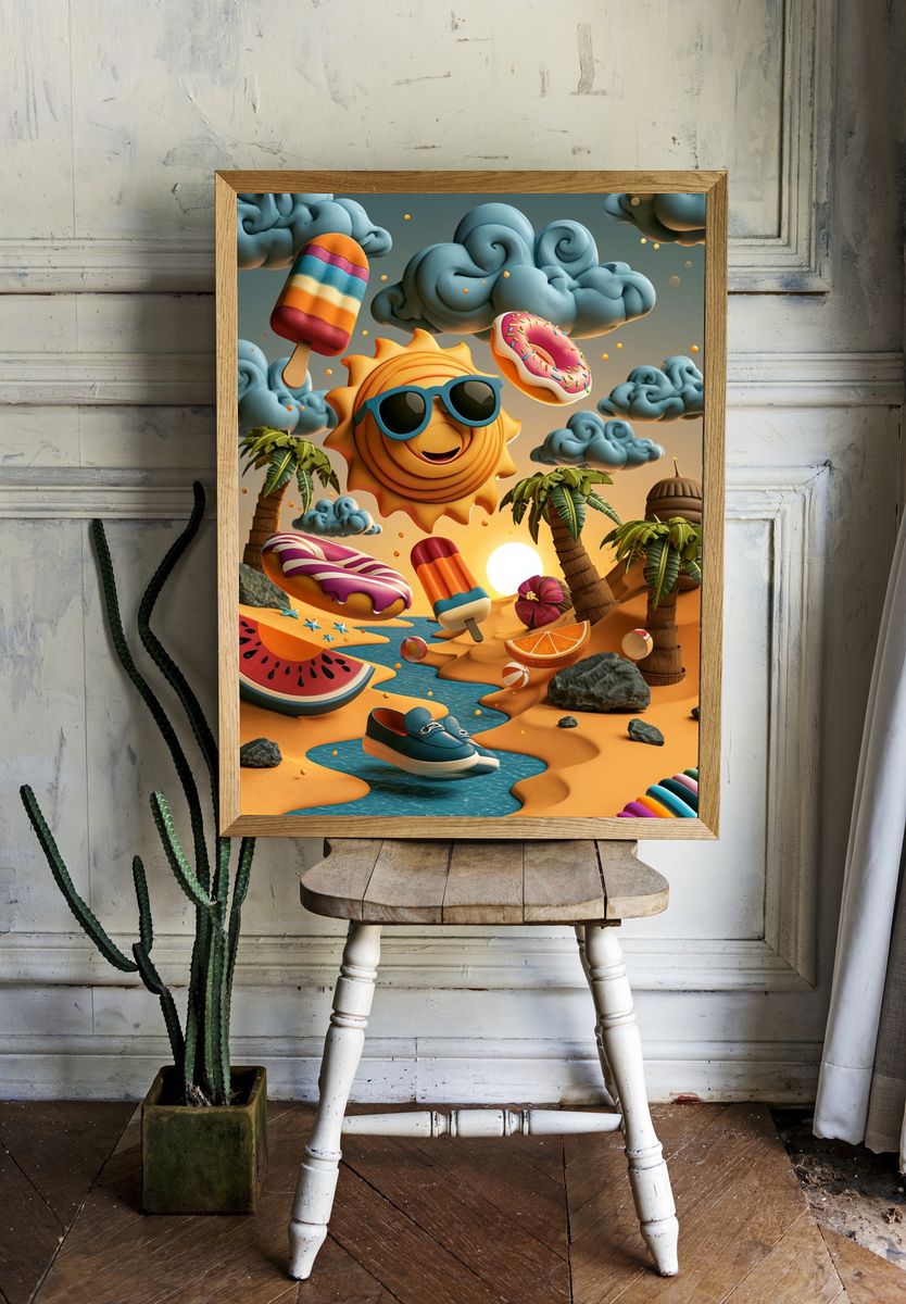 Summer Dreamscape Illustration Poster. room preview