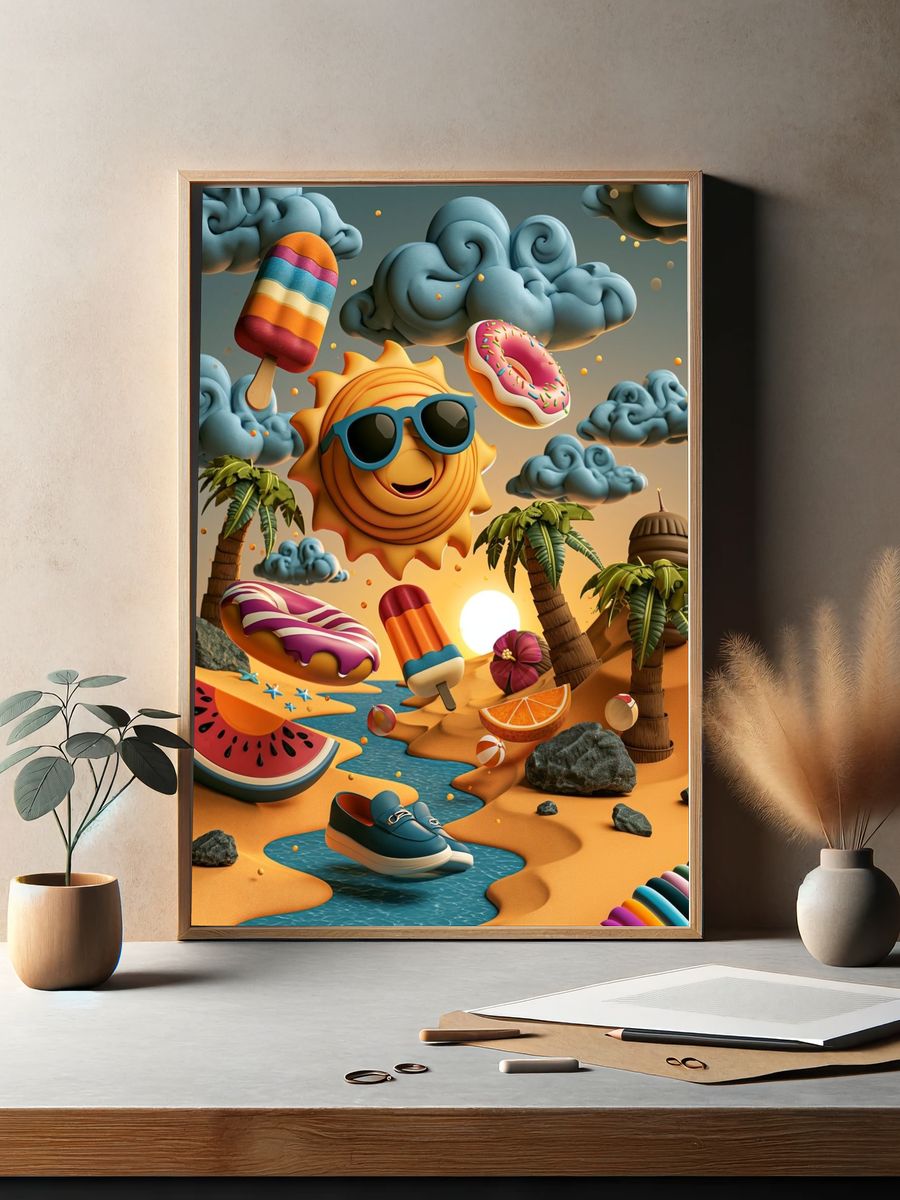 Summer Dreamscape Illustration Poster. — room view 2