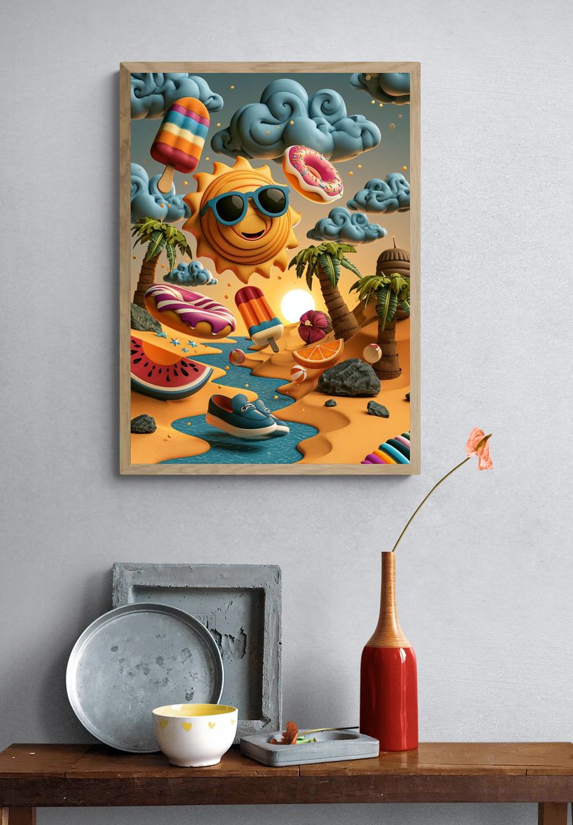 Summer Dreamscape Illustration Poster. — room view 3