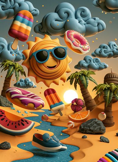 Summer Dreamscape Illustration Poster. poster