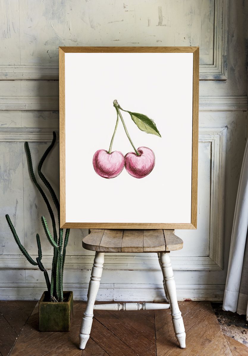 Cherry Sketch Illustration Poster. room preview