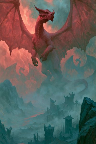 Dragon Over Misty Citadel Print.