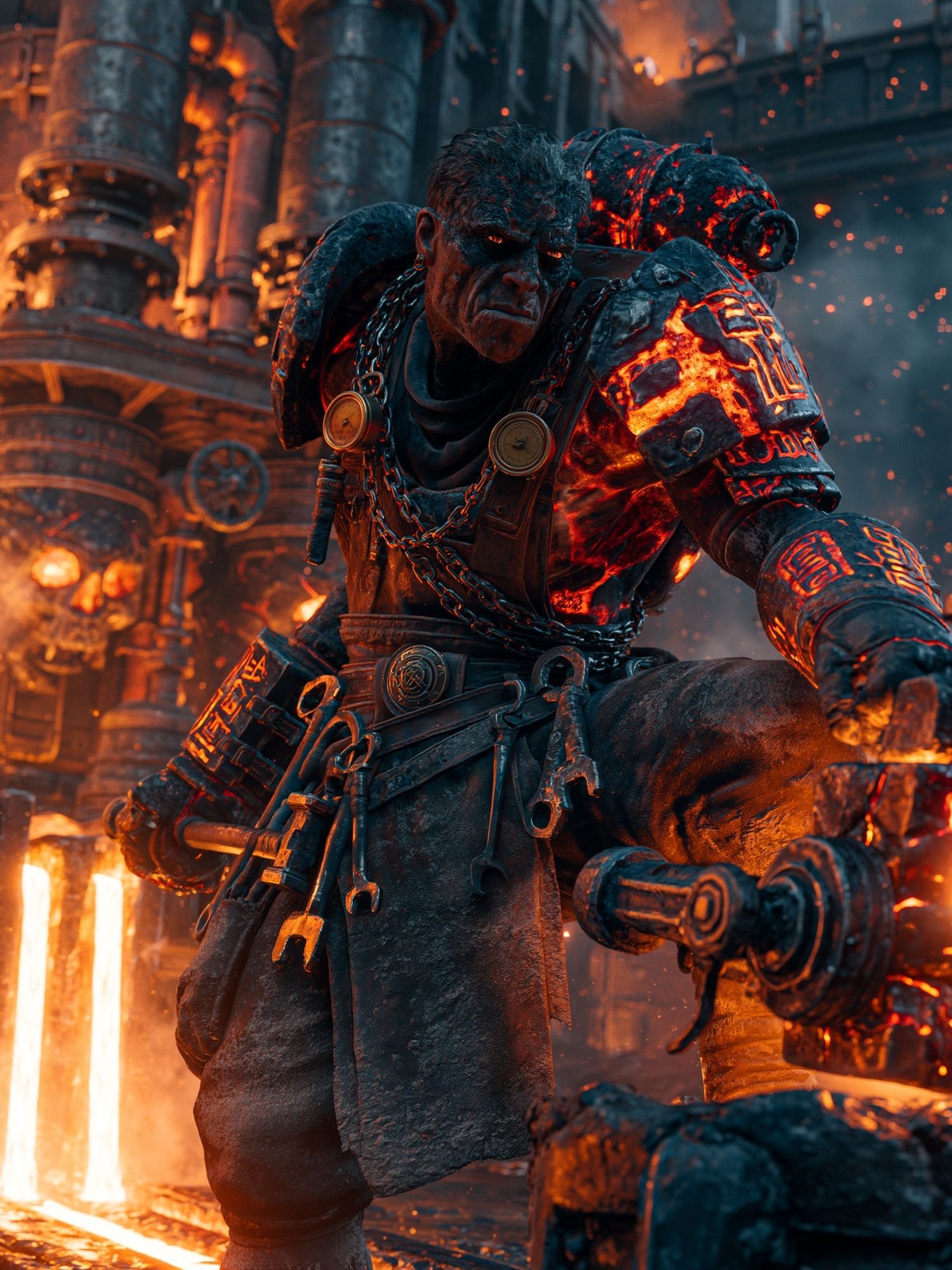 Molten Forge Warrior Sci-Fi Print. poster — illustration art