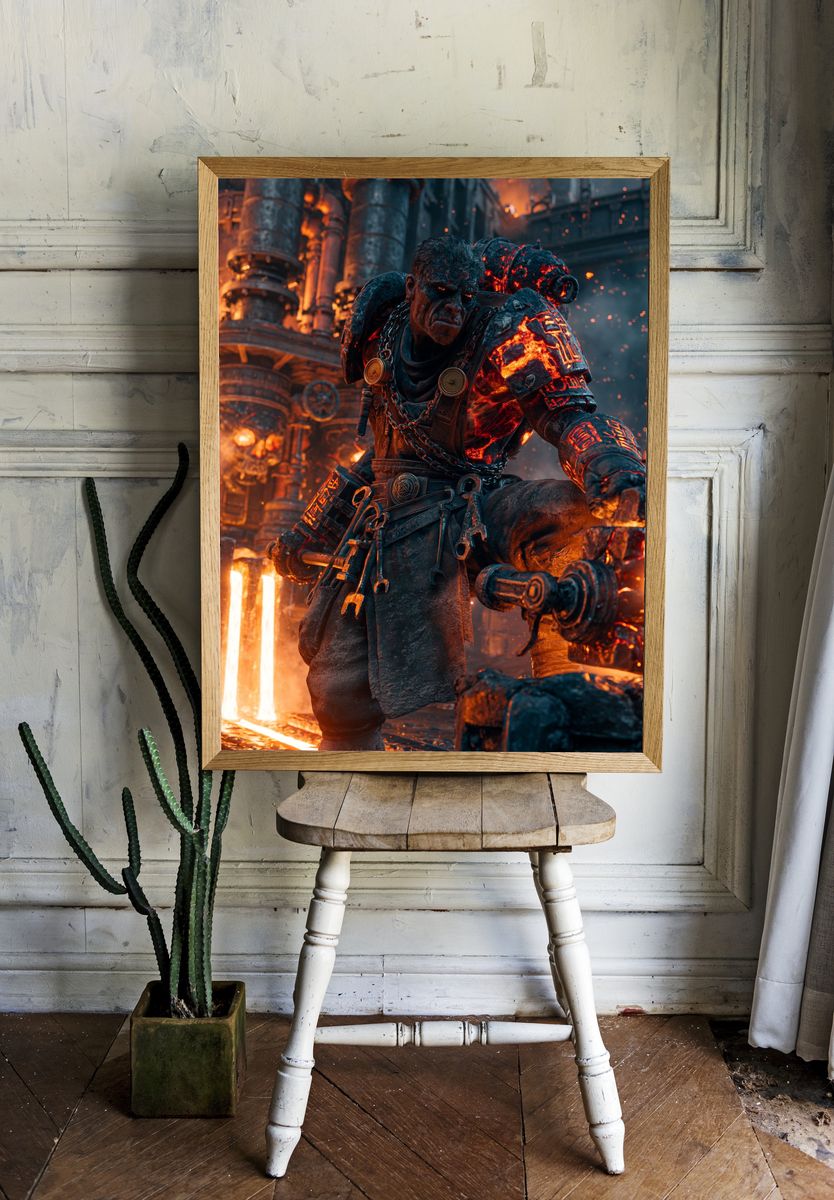 Molten Forge Warrior Sci-Fi Print. room preview