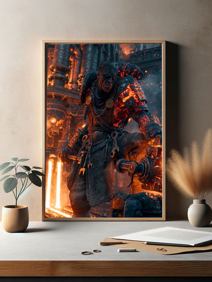 Molten Forge Warrior Sci-Fi Print. — room view 2