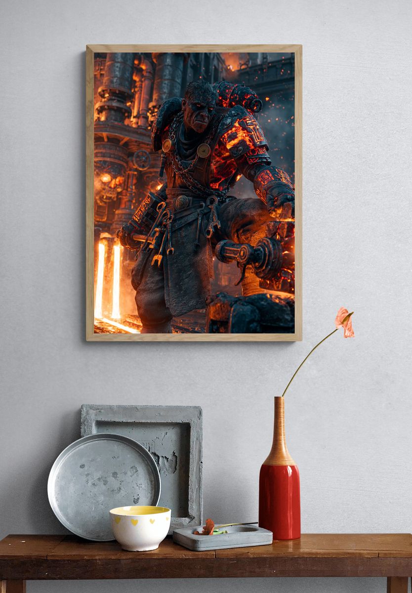 Molten Forge Warrior Sci-Fi Print. — room view 3