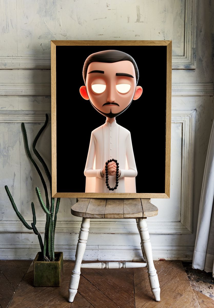 Meditative 3D Character Illustration Poster. — room view 1