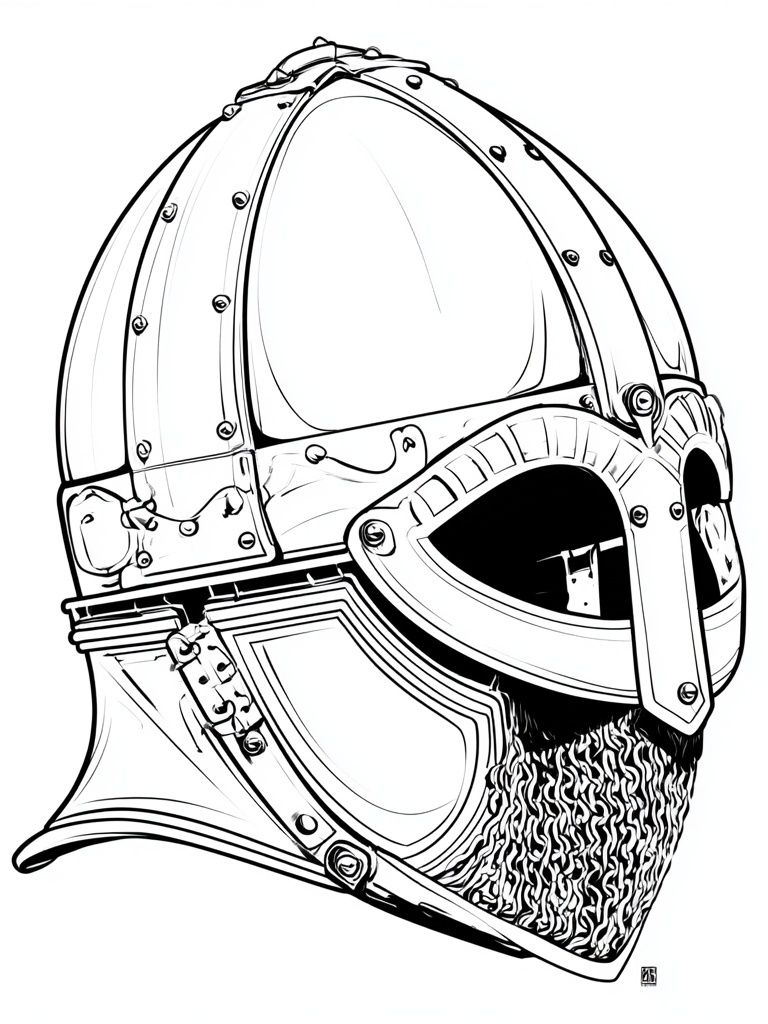 Viking Helmet Line Art Poster. poster — illustration art