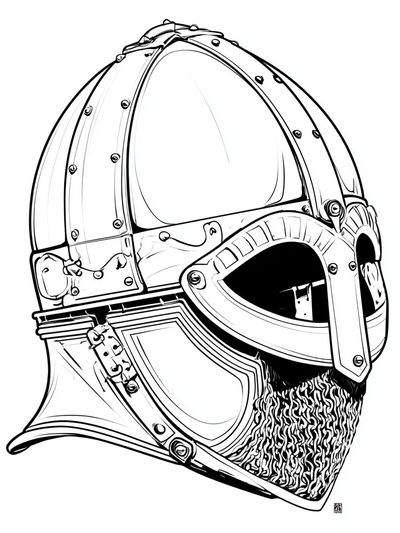 Viking Helmet Line Art Poster.