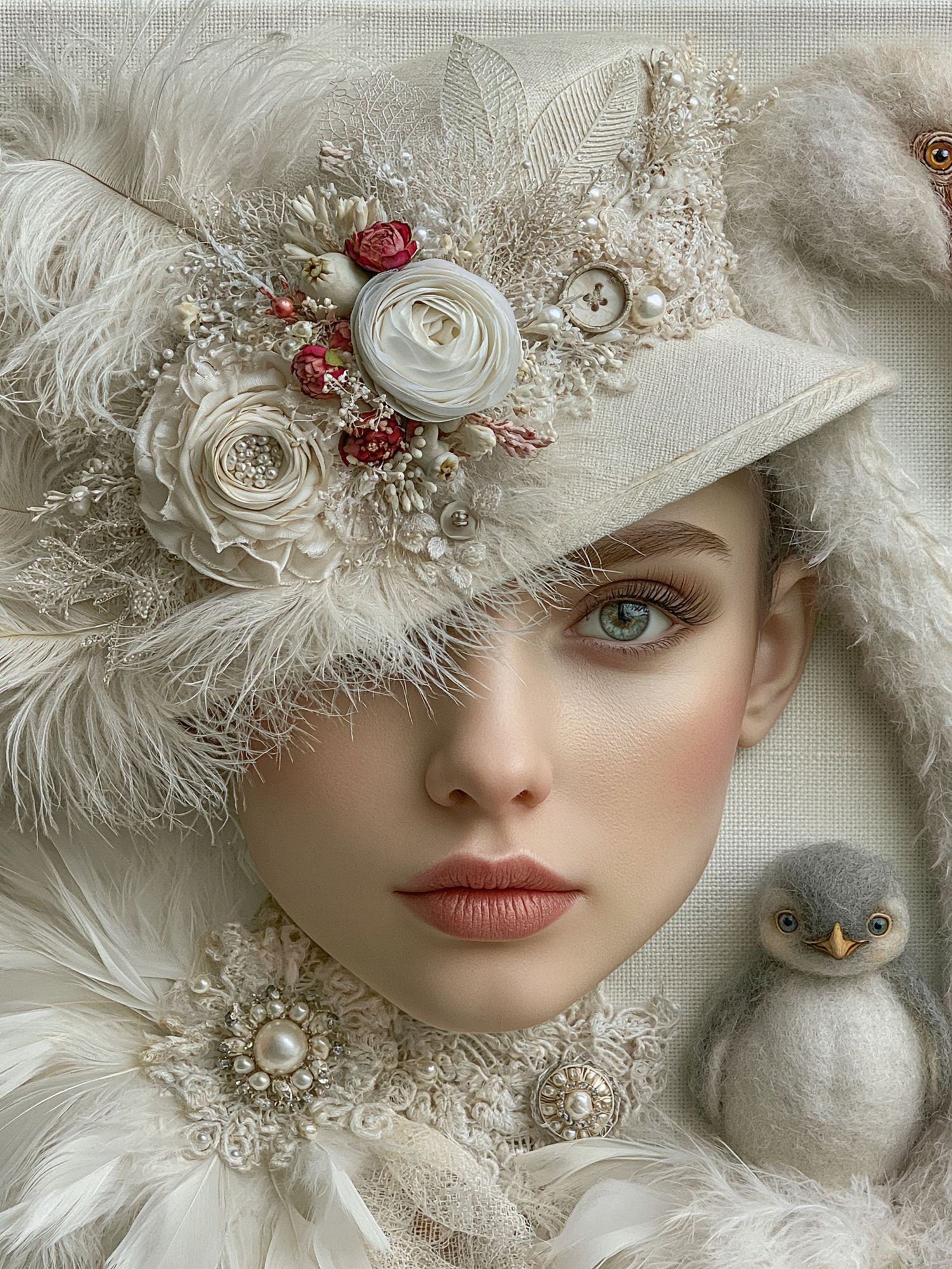Surreal Bird Portrait Print. poster detail