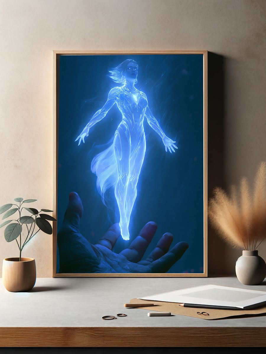Glowing Spirit Woman Sci-Fi Print. — room view 2
