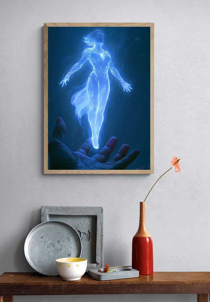 Glowing Spirit Woman Sci-Fi Print. — room view 3