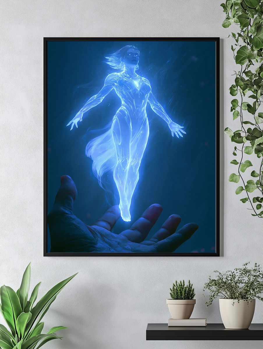Glowing Spirit Woman Sci-Fi Print. — room view 4