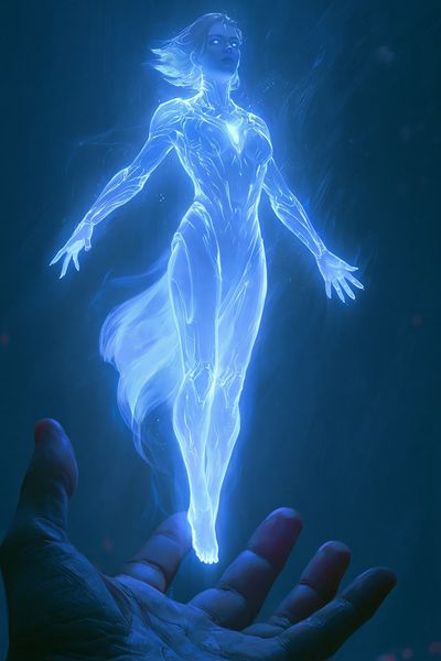 Glowing Spirit Woman Sci-Fi Print. poster