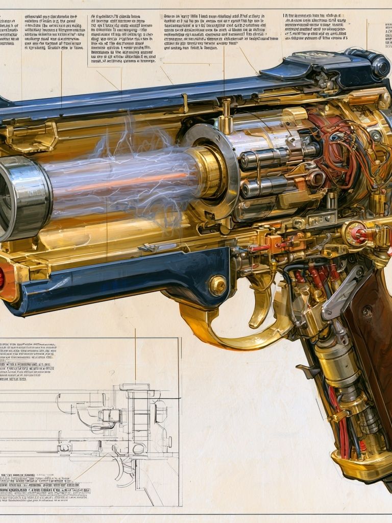 Steampunk Ray Gun Illustration Poster. poster detail