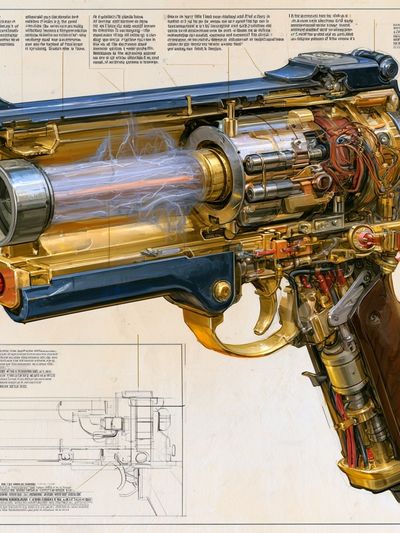 Steampunk Ray Gun Illustration Poster. poster