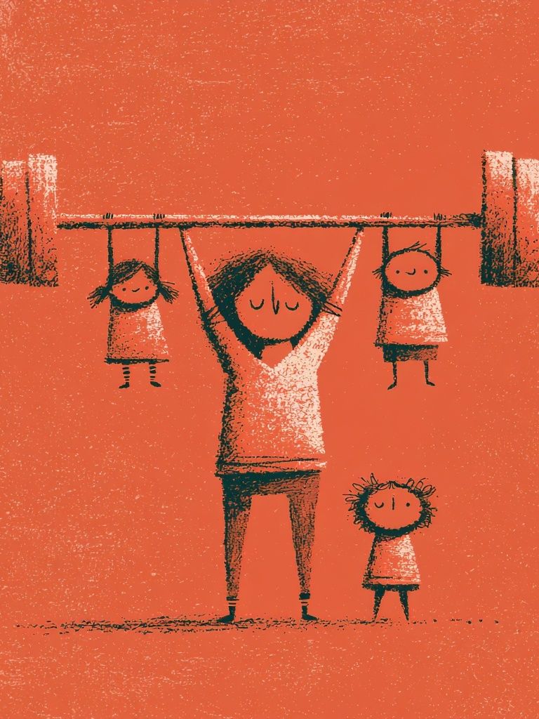 Family Weightlifting Illustration Poster. poster detail