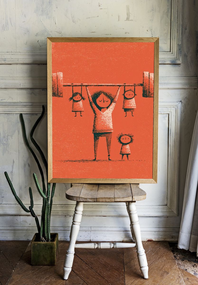 Family Weightlifting Illustration Poster. room preview