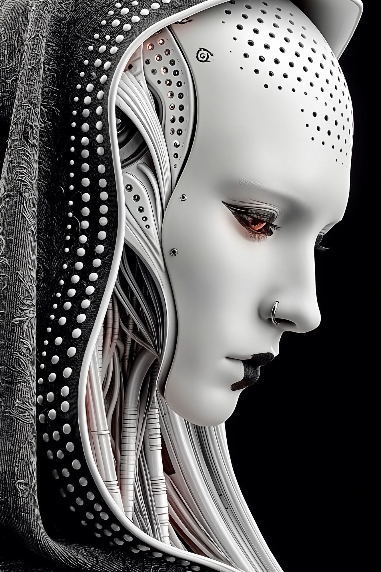 Cybernetic Woman Portrait Print. poster — illustration art