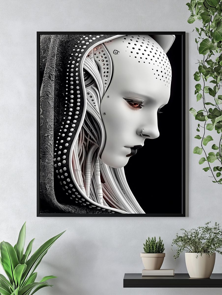 Cybernetic Woman Portrait Print. — room view 4