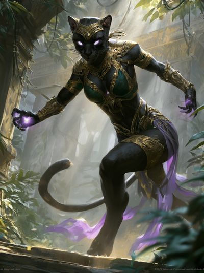 Mystic Panther Warrior Illustration Poster. poster