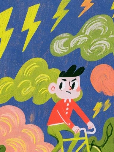 Stormy Cyclist Illustration Poster. poster — illustration art