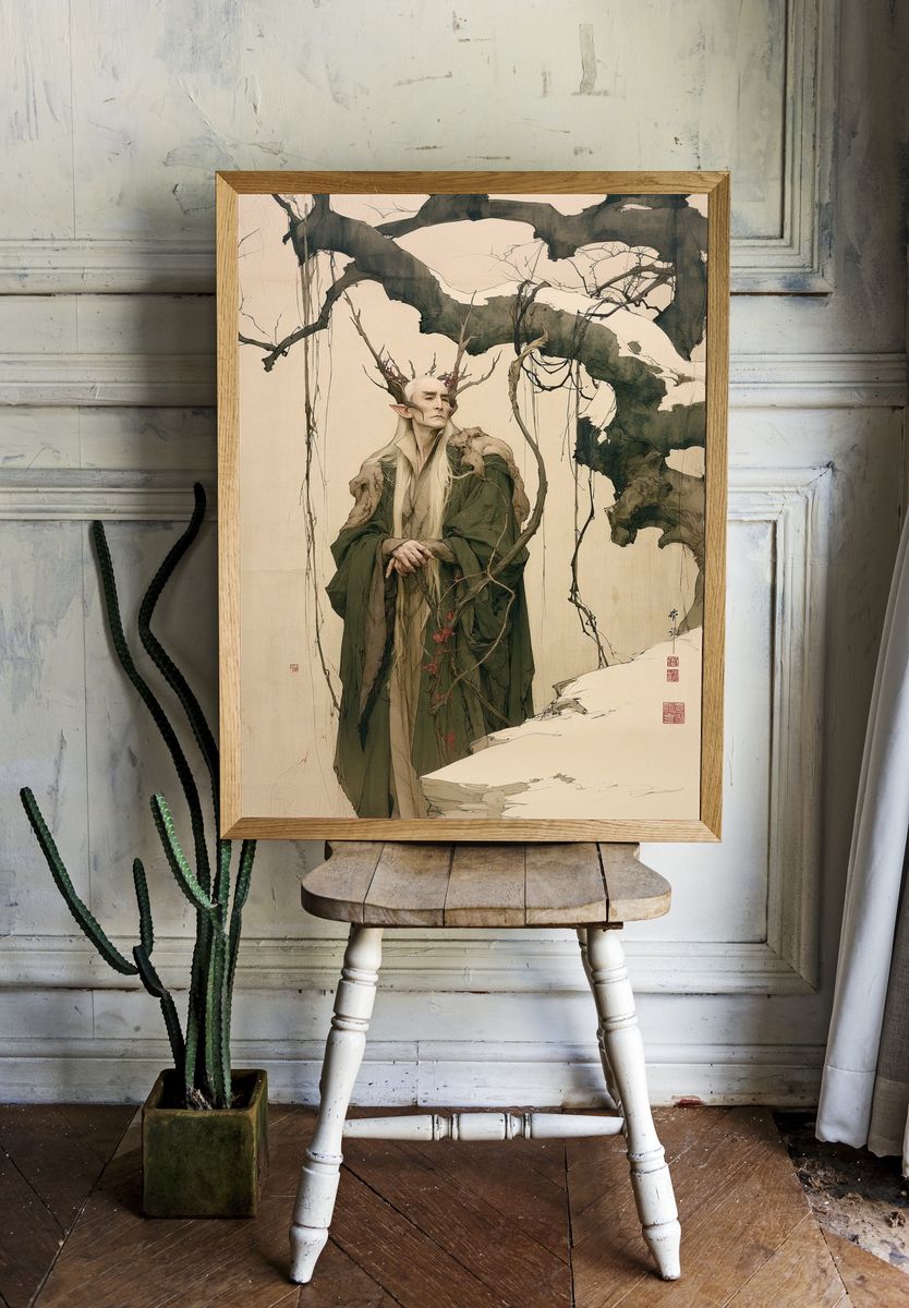 Elven Forest Sage Illustration Poster. — room view 1