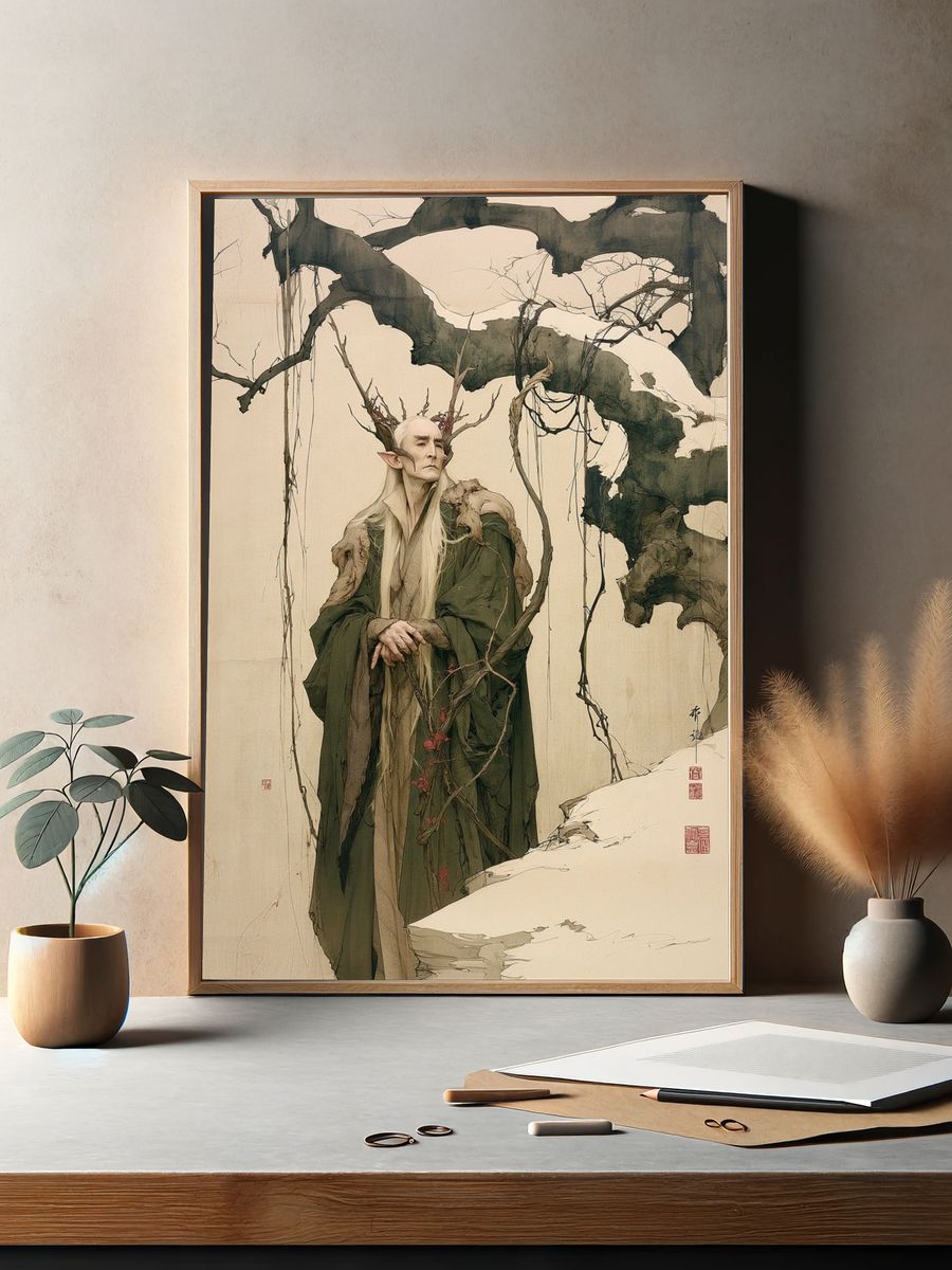 Elven Forest Sage Illustration Poster. — room view 2
